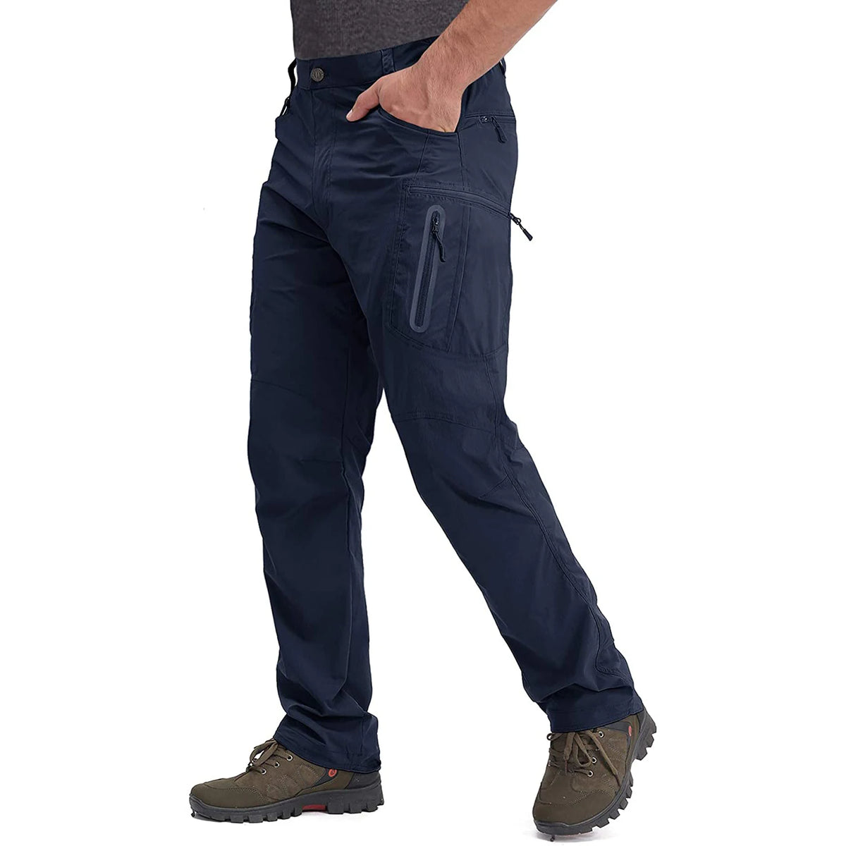 TACVASEN Summer Lightweight Trousers Mens Fishing Pants Outdoor Hiking Nylon Quick Dry Pockets Cargo Pants Casual Work Trousers - HollySaleShop