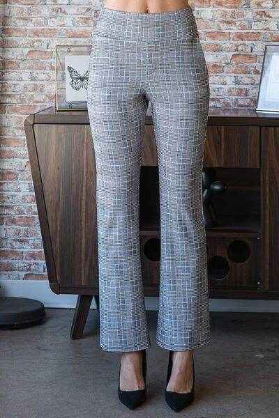 Heimish Full Size Plaid Flare Pants With Wide Waist Band Plus Size