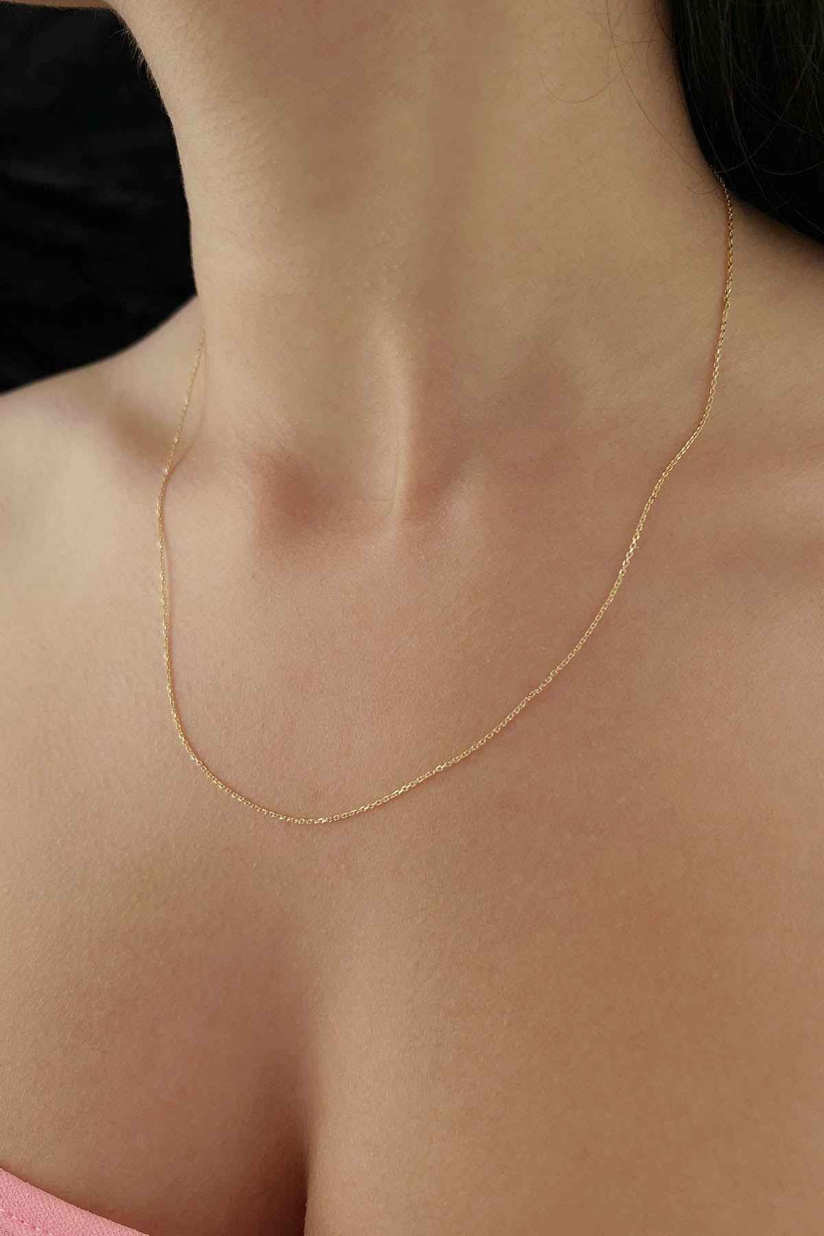 14ct Gold Cut Solid Anchor Chain  0.039 inch
