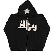 Star Printed Zip Up Hoodies