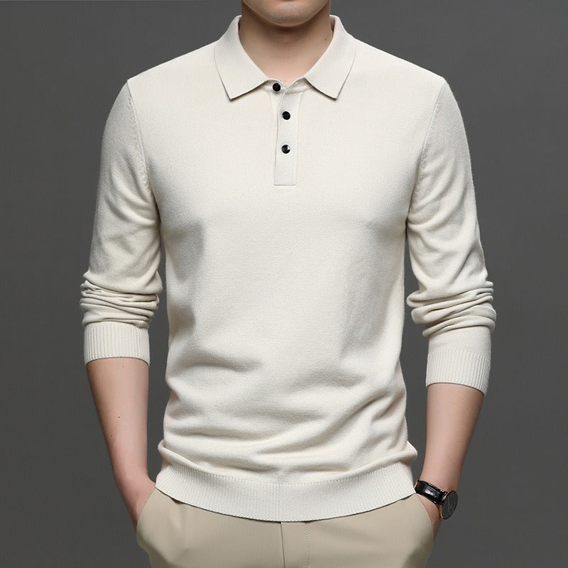 Men's Lapel Knit Pullover Sweater - HollySaleShop
