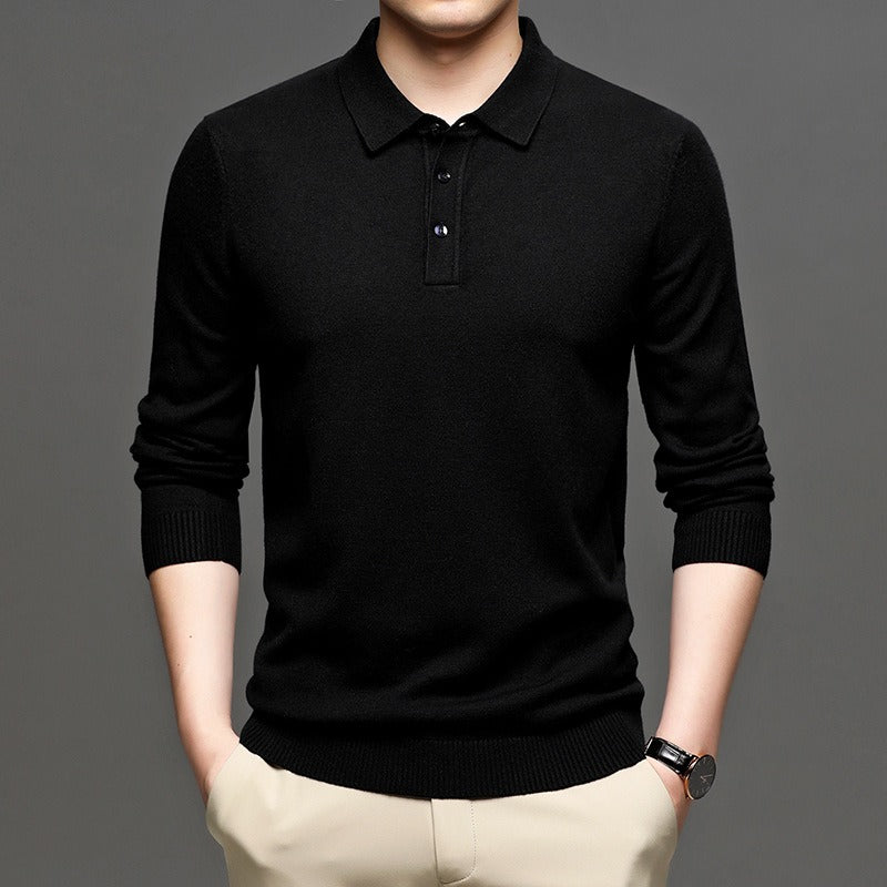Men's Lapel Knit Pullover Sweater - HollySaleShop