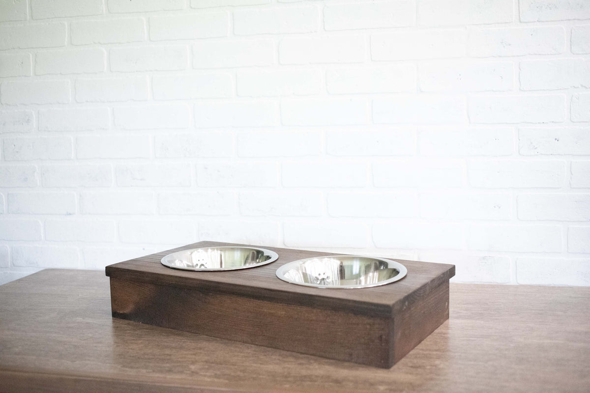 Dog Food Stand, Wooden Pet Feeder with Stainless Steel Bowls-2