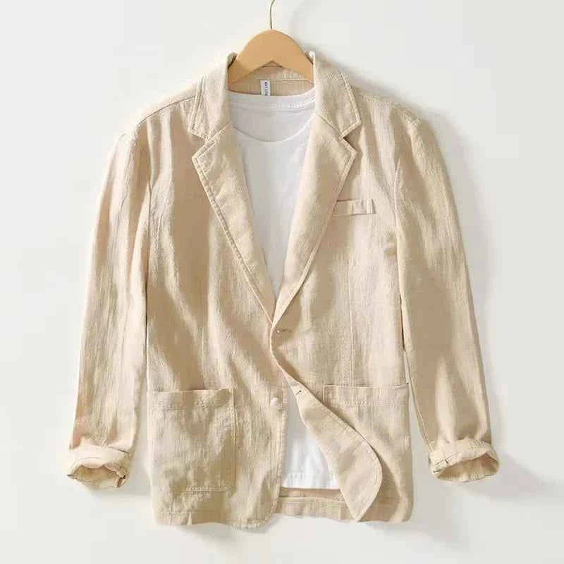 70% Linen 30% Cotton Breathable Men's Blazer Suit Jacket For Men Black Coat For Summer Business Lightweight Male Clothes 2024