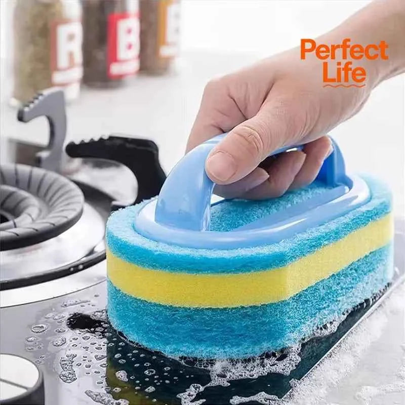 1PC Kitchen Cleaning Brush with Handle - Pot Washing High-Density Thick Scouring Pad Ceramic Tile Wall Cleaning Brush