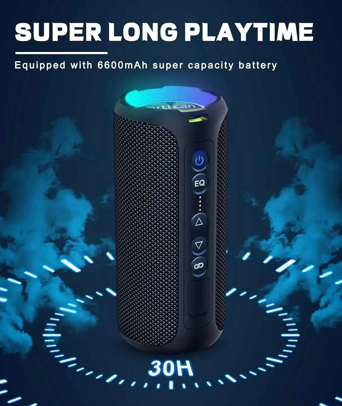 Ortizan X8 Pro Bluetooth Speaker Portable with 40W Stereo Sound,Rich Bass,IPX7 Waterproof, 30H Playtime, Mixed Color Lights,3 EQ