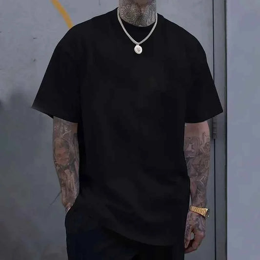 Cotton Hot Sales Mens T-shirt Solid Color Casual Quality Short Sleeve Outdoor Sports Jogging T-shirt Soft Loose Black White Tees