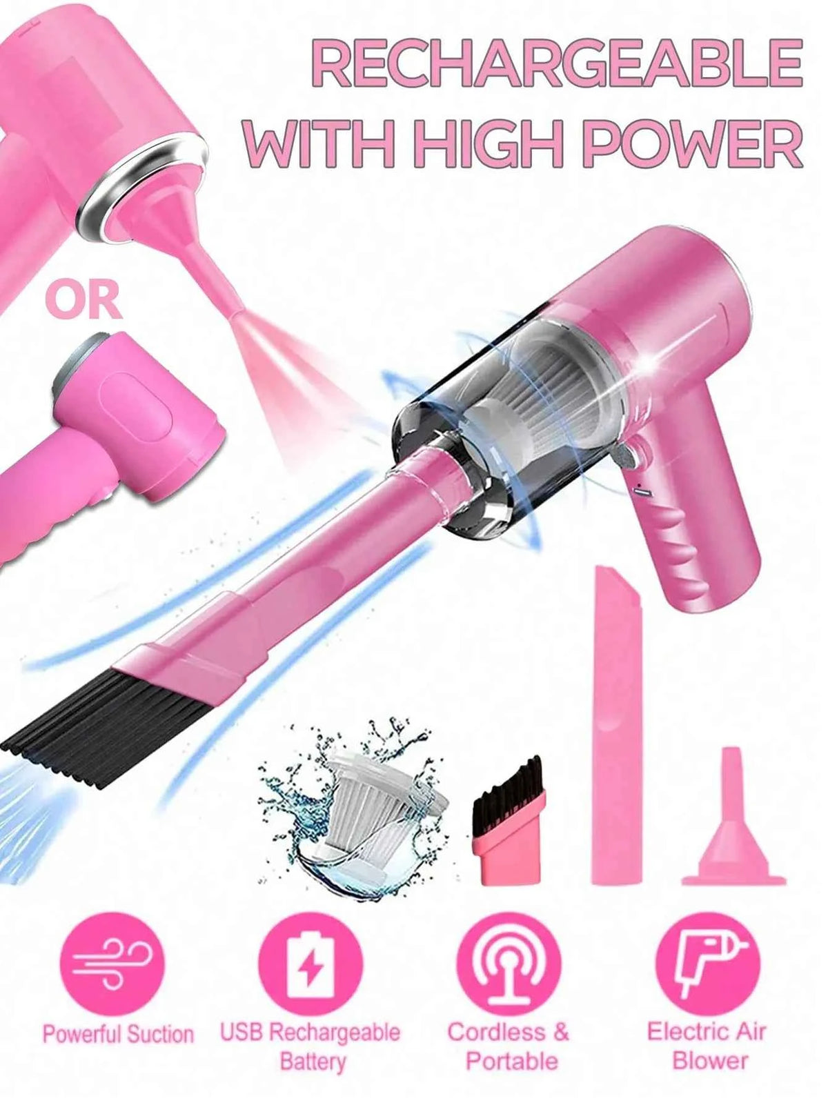 3 In 1 Integrated Suction And Blowing Vacuum Combination Vacuum Cleaner USB Charging Small Car Household Vacuum Cleaner