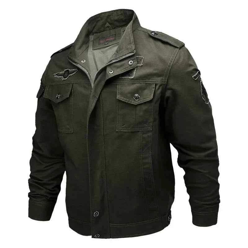 Retro Bomber Jackets Men Autumn Spring Embroidery Airplane Pilot Cargo Jackets Male Stand Collar  Embroidery Tactical Coats