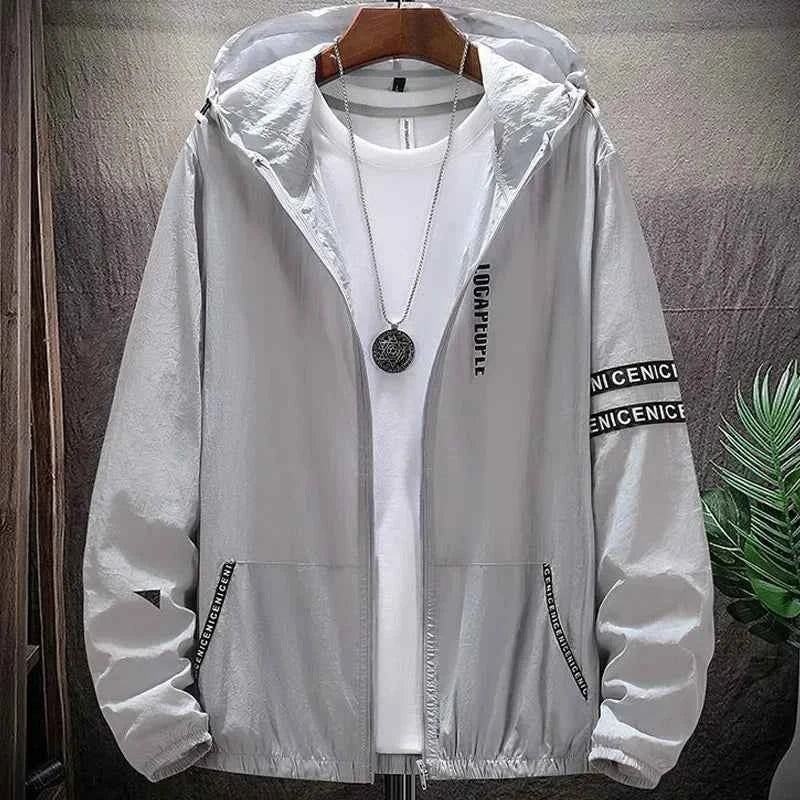 Summer Skin Coats Men SPF Ultra Light UV Sun Protection Big Size Hooded Windbreaker Jacket Men  Striped Casual Outwear 8XL 9XL