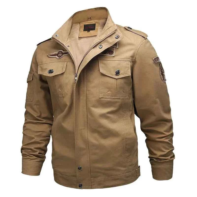Retro Bomber Jackets Men Autumn Spring Embroidery Airplane Pilot Cargo Jackets Male Stand Collar  Embroidery Tactical Coats