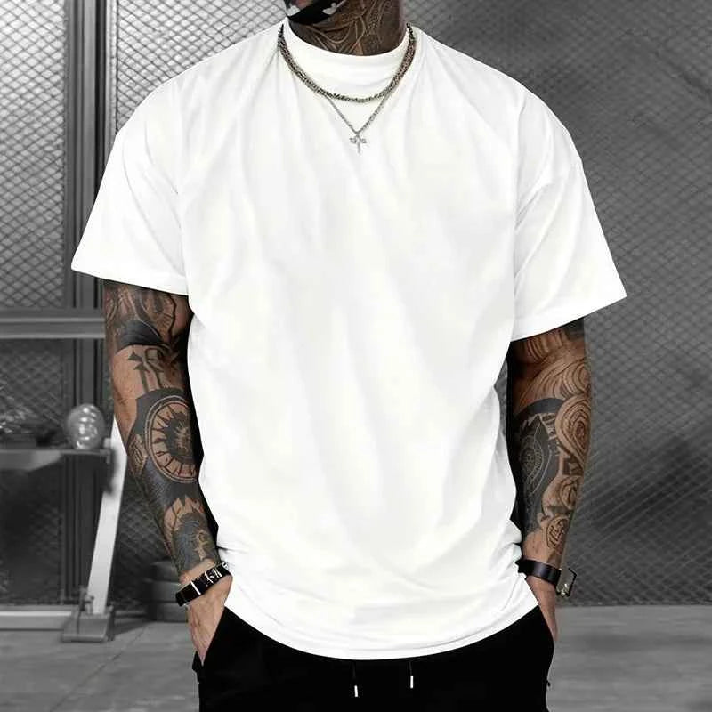 Men's T-shirt High Quality 100% Cotton Round Neck Short Sleeve Classic Black White Pure Color Tees Spring Summer Casual Cool Top