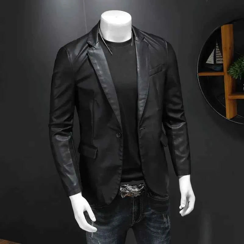 Leather Jackets PU Casual New Mens Slim Fit Motorcycle Coats Turn Down Collar Black Moto Biker Leather Suede Outerwear Men 5XL