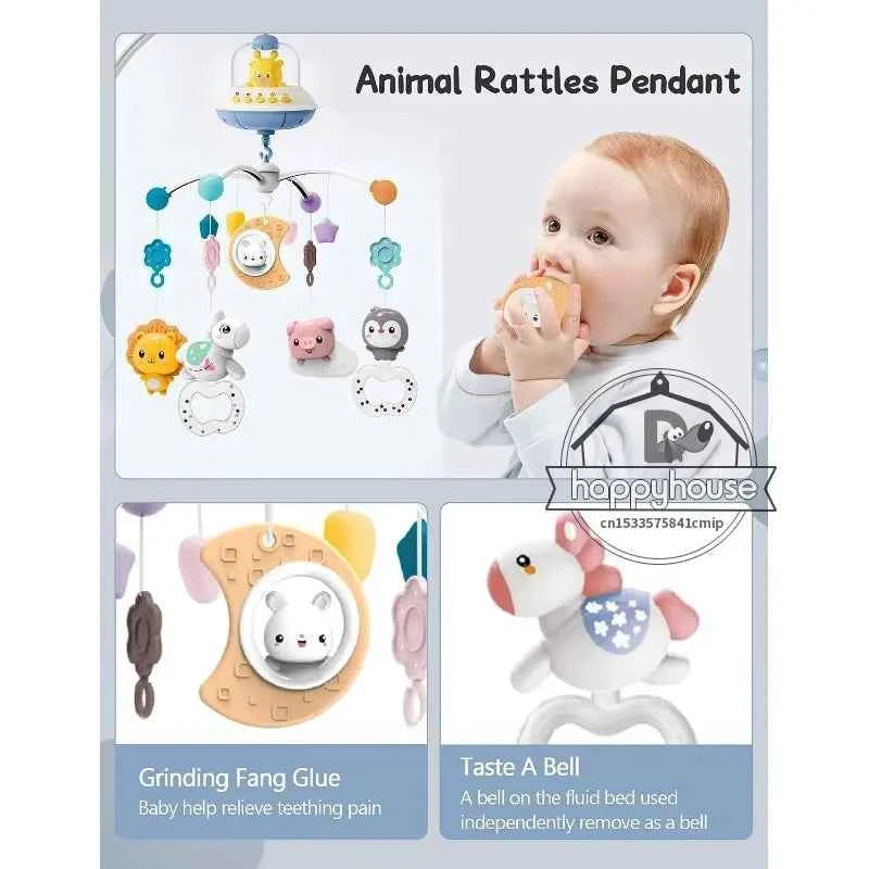 Musical Baby Crib Mobile with Lights Music Projection for Infants Remote Control Crib Toys for Newborn Baby Mobile for Crib Toys