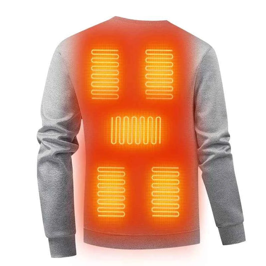 New 7-Zone Heating Intelligent Temperature Control Electric Round Neck Hoodie Men'S Autumn Winter Casual Thick Warm Pullover Top