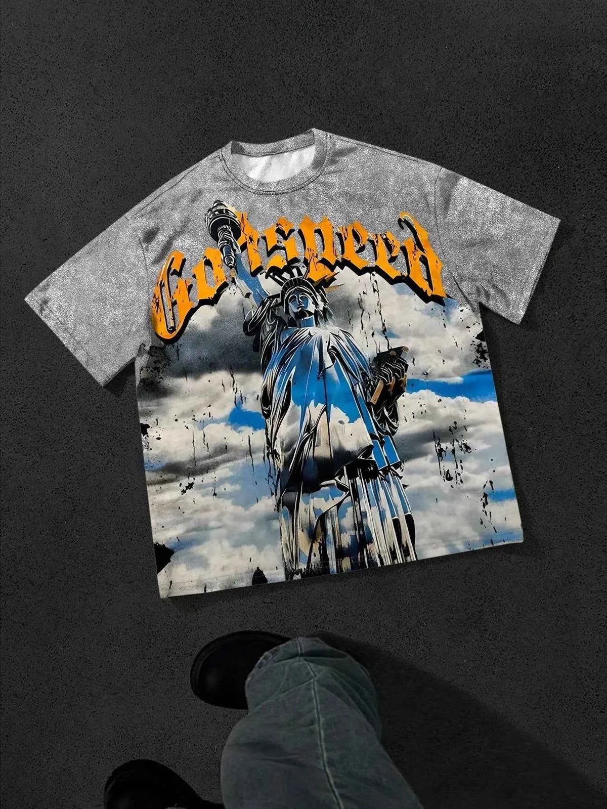 The new men's T-shirt for the summer of 2025 features a casual fashionable soft and breathable 3D angel pattern print