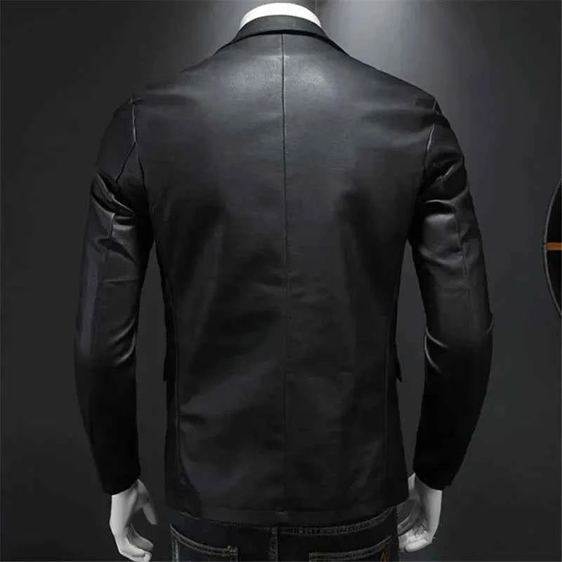 Leather Jackets PU Casual New Mens Slim Fit Motorcycle Coats Turn Down Collar Black Moto Biker Leather Suede Outerwear Men 5XL