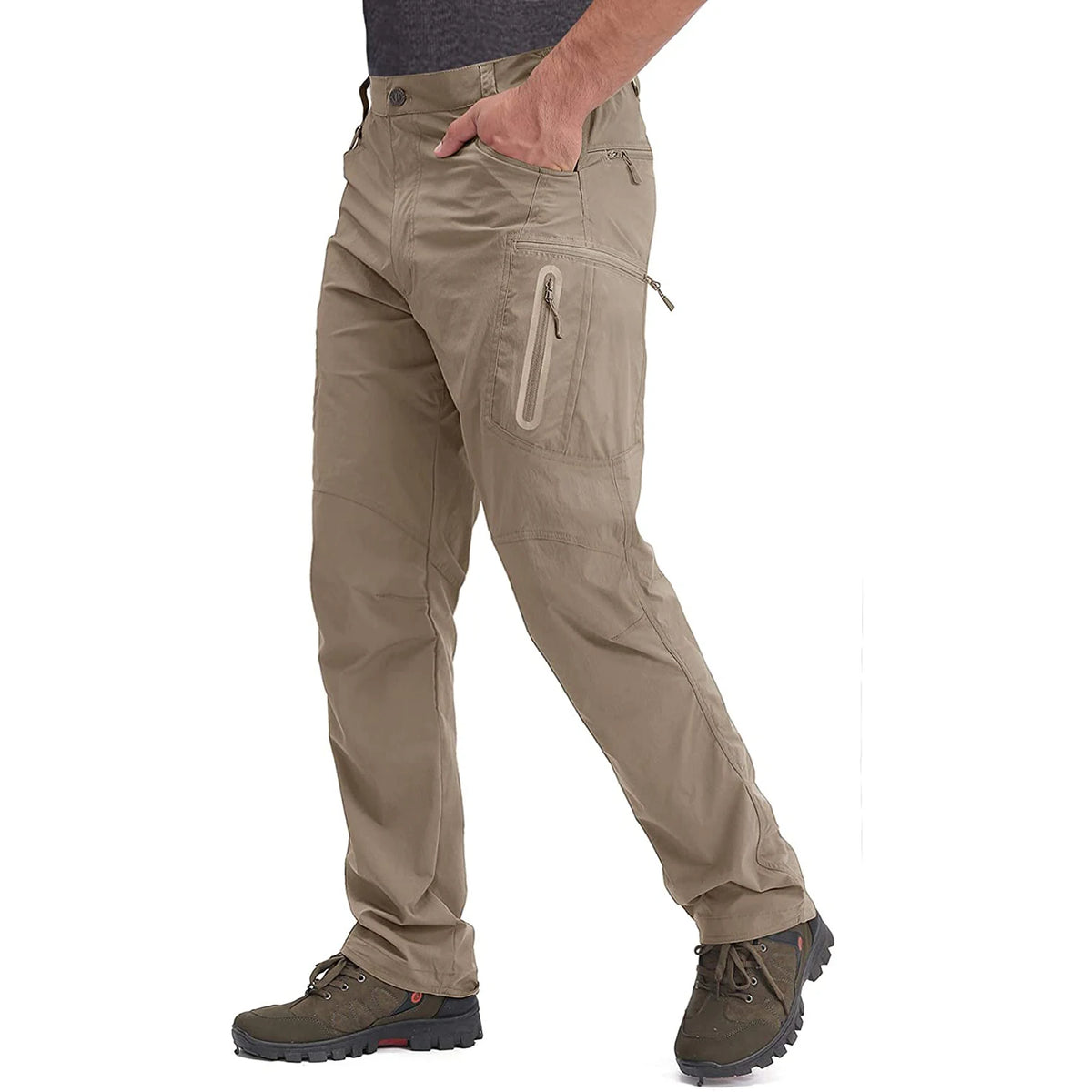 TACVASEN Summer Lightweight Trousers Mens Fishing Pants Outdoor Hiking Nylon Quick Dry Pockets Cargo Pants Casual Work Trousers - HollySaleShop