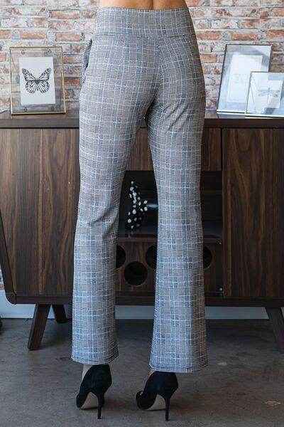 Heimish Full Size Plaid Flare Pants With Wide Waist Band Plus Size