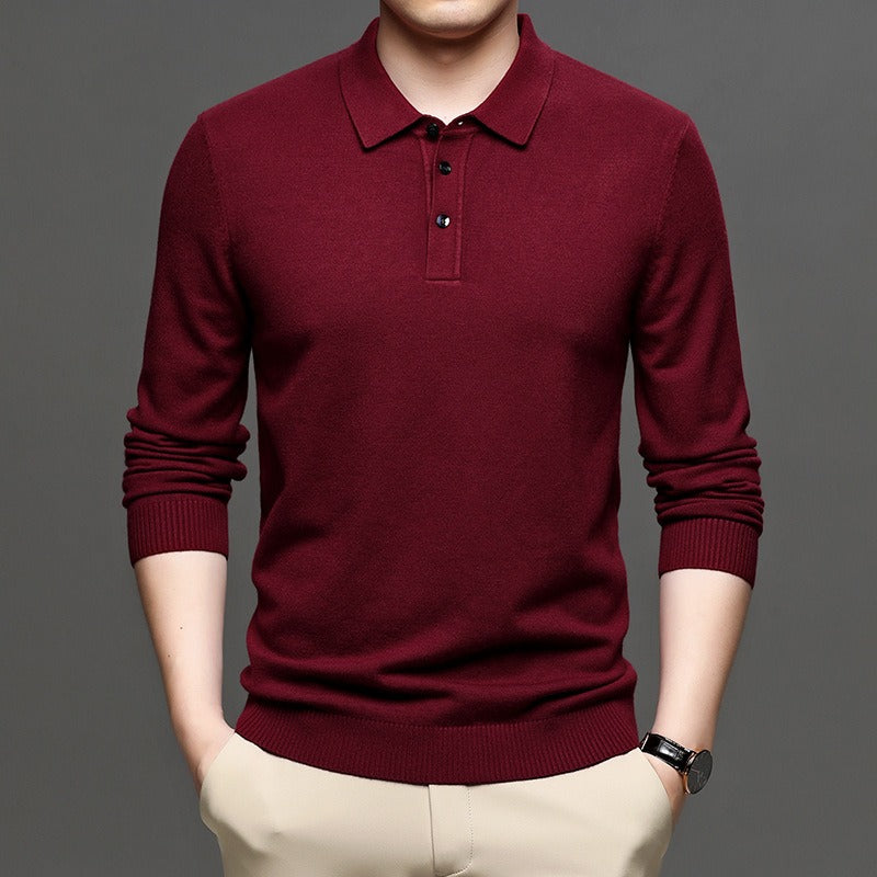 Men's Lapel Knit Pullover Sweater - HollySaleShop