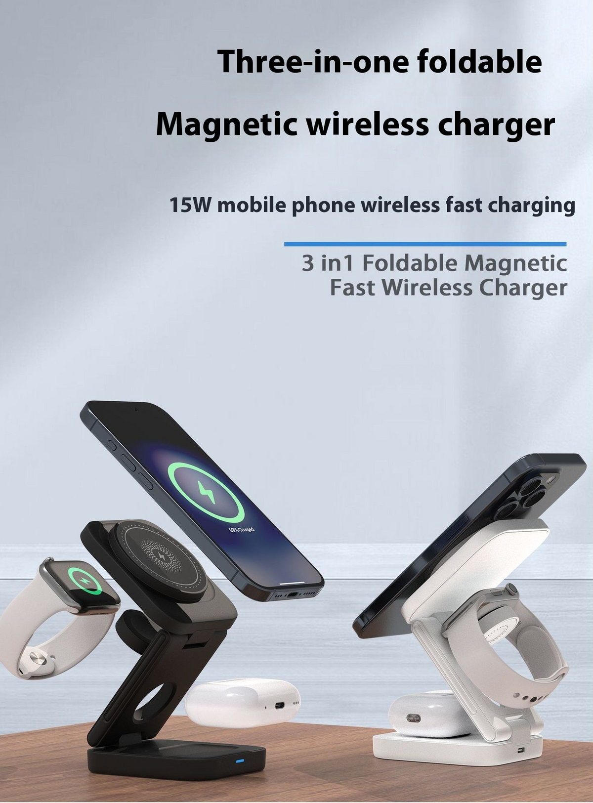 3 IN 1 FOLDABLE WIRELESS CHARGER - HollySaleShop