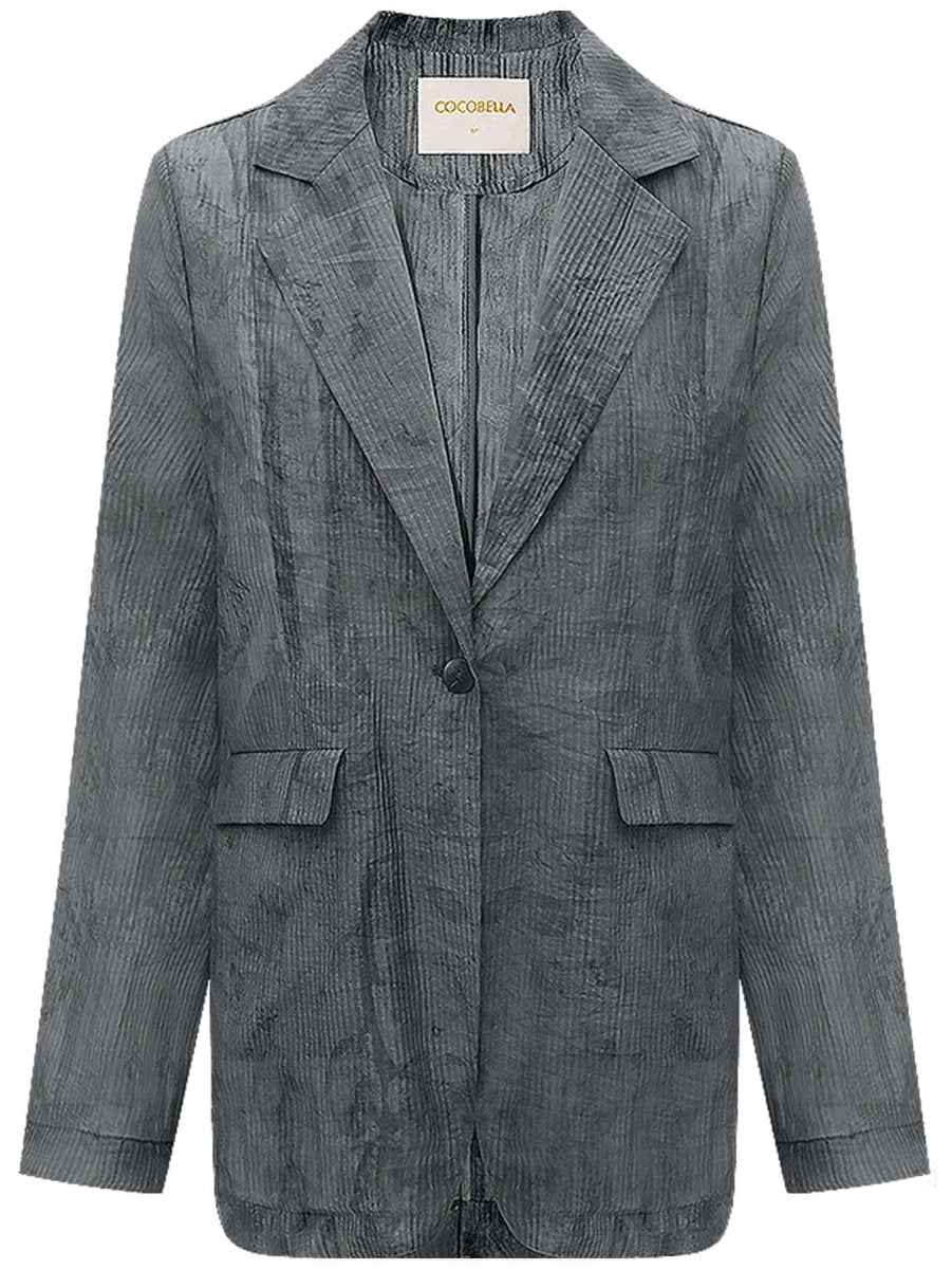 Ink-Washed Draped Striped Blazer