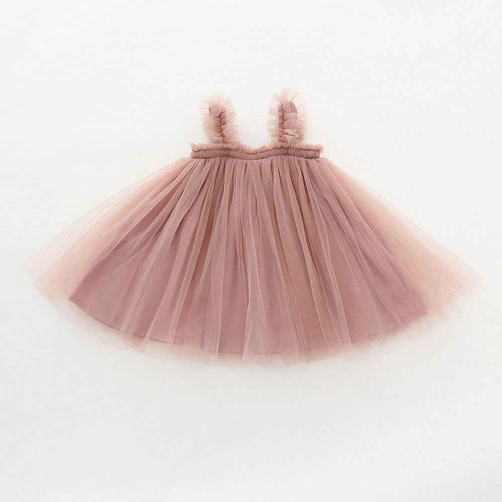 MyKids-USA® Baby Kids Girls Sleeveless Plain Tulle Strap Dress