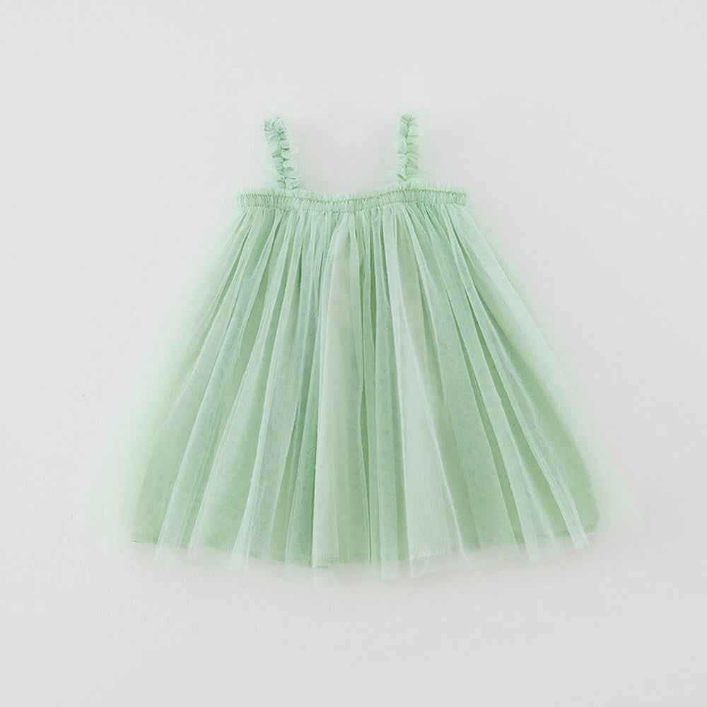 MyKids-USA® Baby Kids Girls Sleeveless Plain Tulle Strap Dress